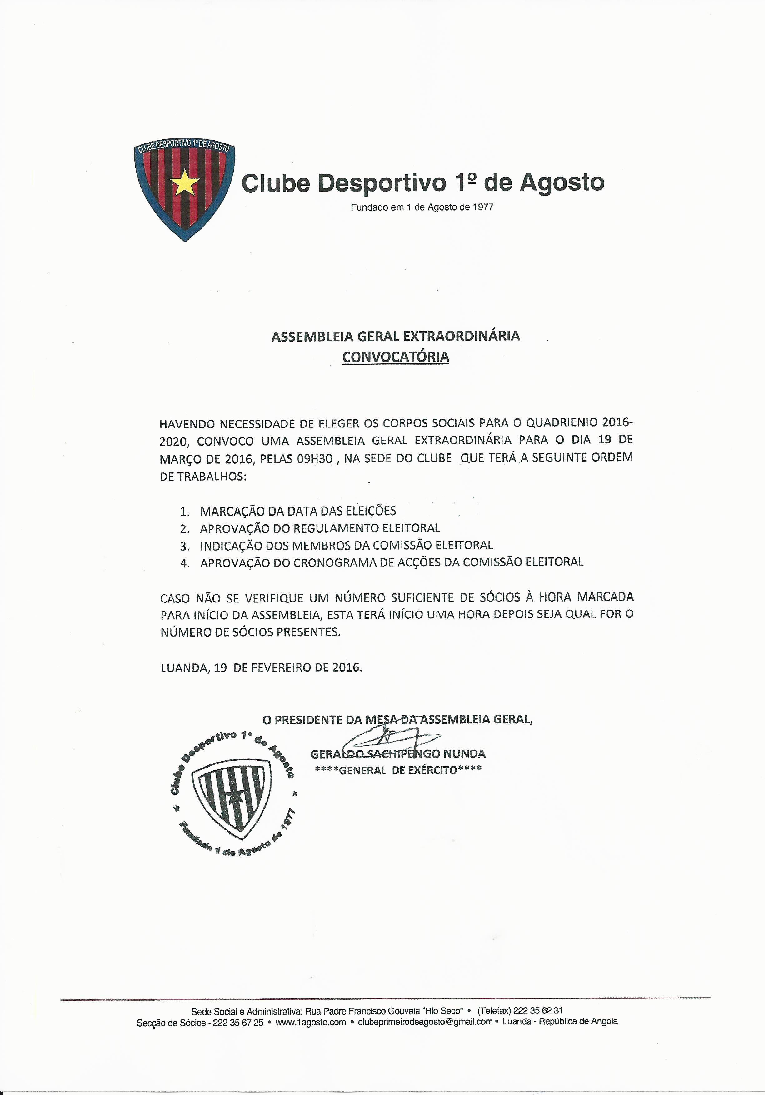 Clube Desportivo 1º de - Clube Desportivo 1º de Agosto